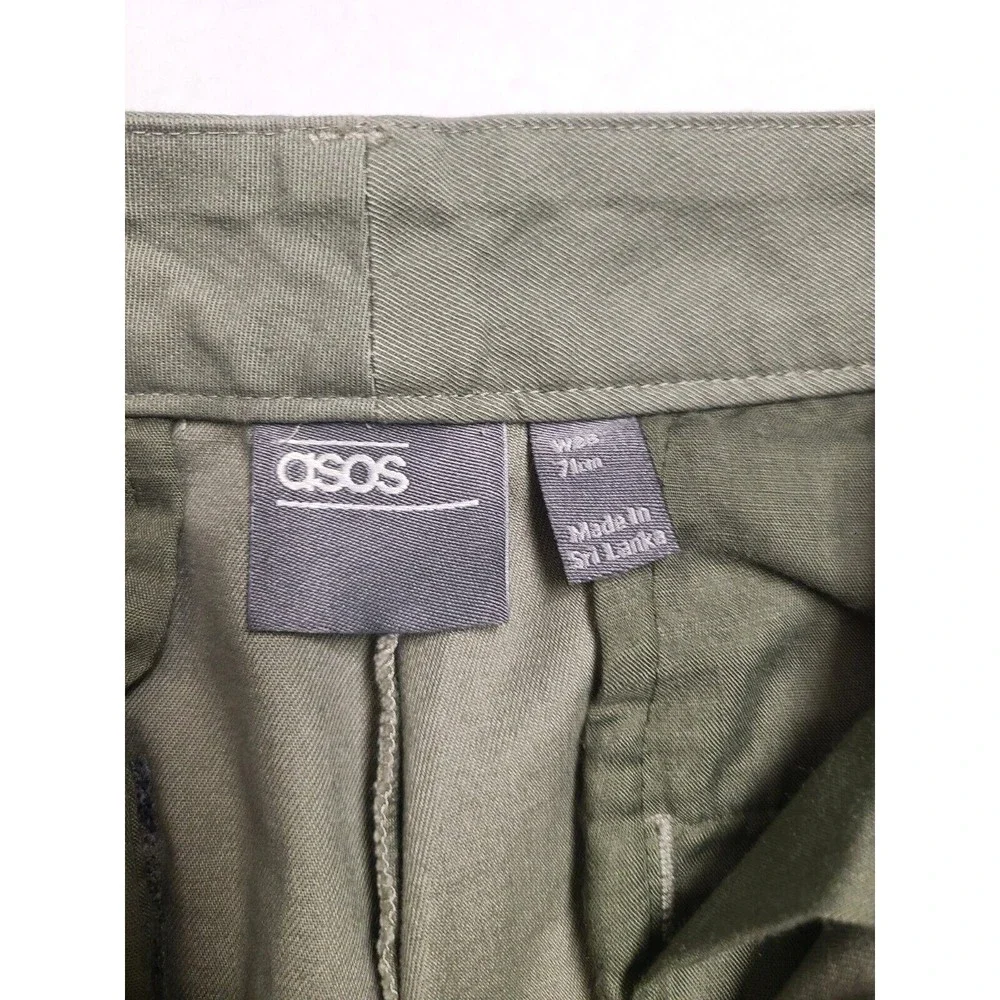 ASOS Chino Shorts Button Fly Womens 28" Waist Khaki Green New - Picture 7 of 10